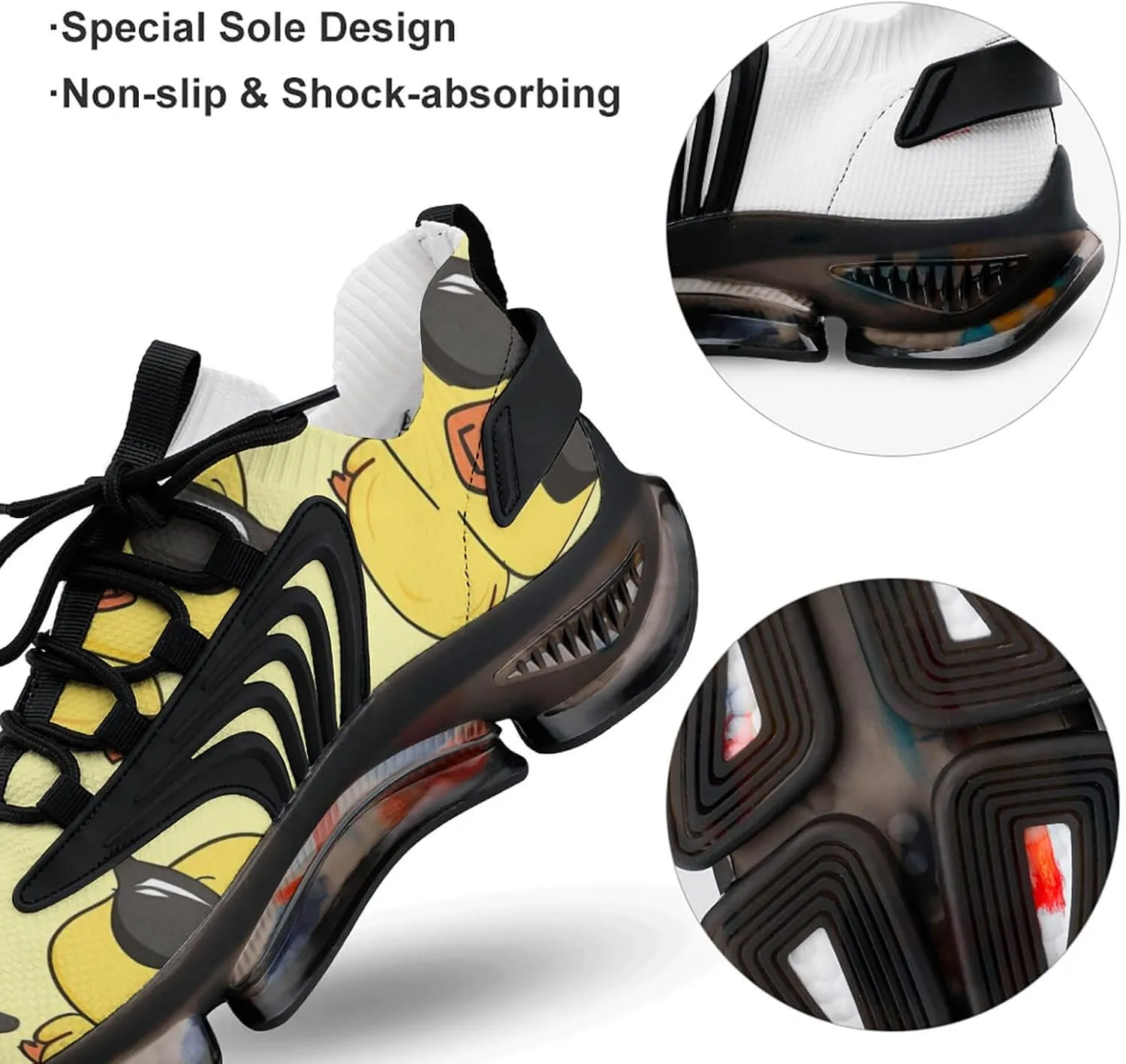 Cute Yellow Duck with Glasses Men's Running Shoes Lightweight Walking Shoe Breathable Sneaker