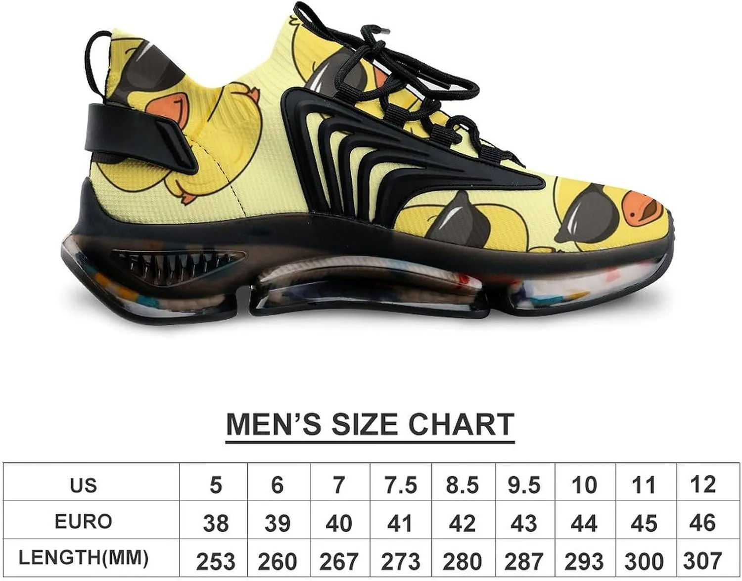 Cute Yellow Duck with Glasses Men's Running Shoes Lightweight Walking Shoe Breathable Sneaker