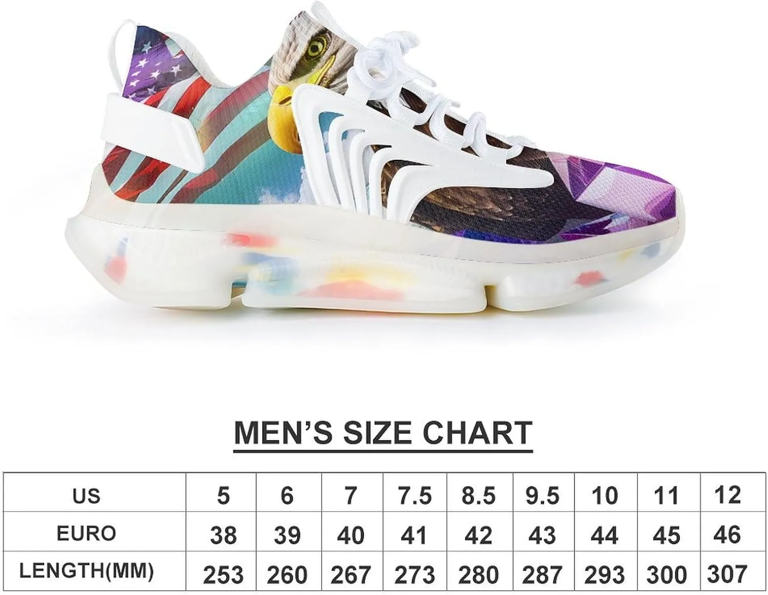 Diamond U.S.A Flag Eagle Men's Running Shoes Lightweight Walking Shoe Breathable Sneaker