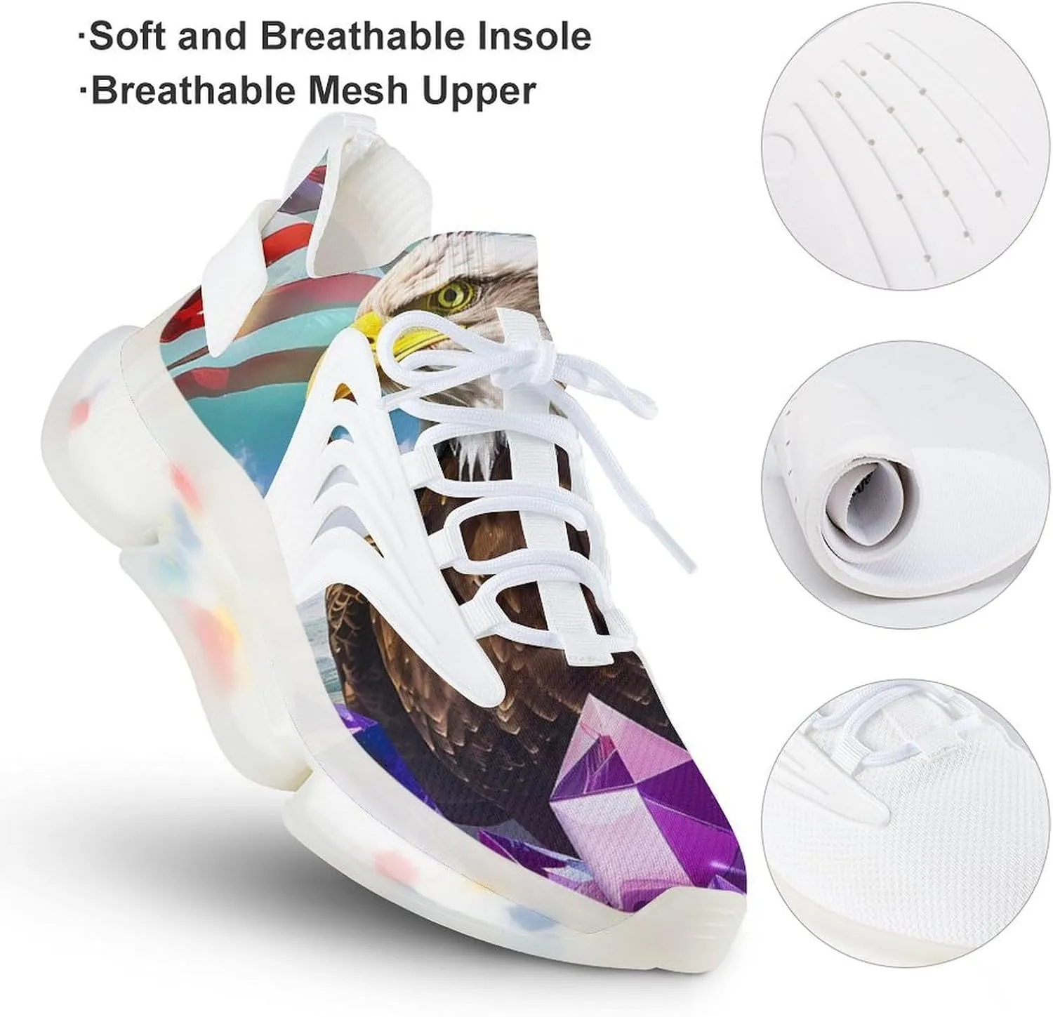 Diamond U.S.A Flag Eagle Men's Running Shoes Lightweight Walking Shoe Breathable Sneaker