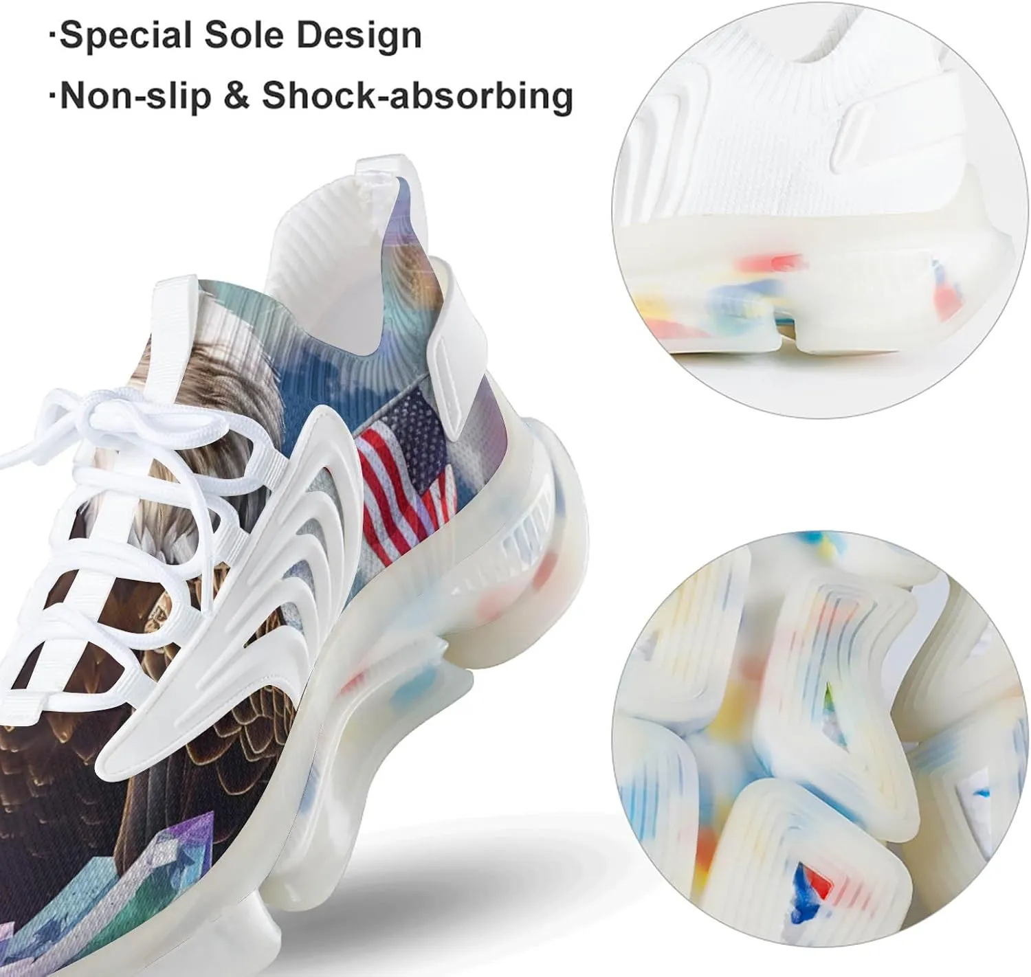 Diamond U.S.A Flag Eagle Men's Running Shoes Lightweight Walking Shoe Breathable Sneaker