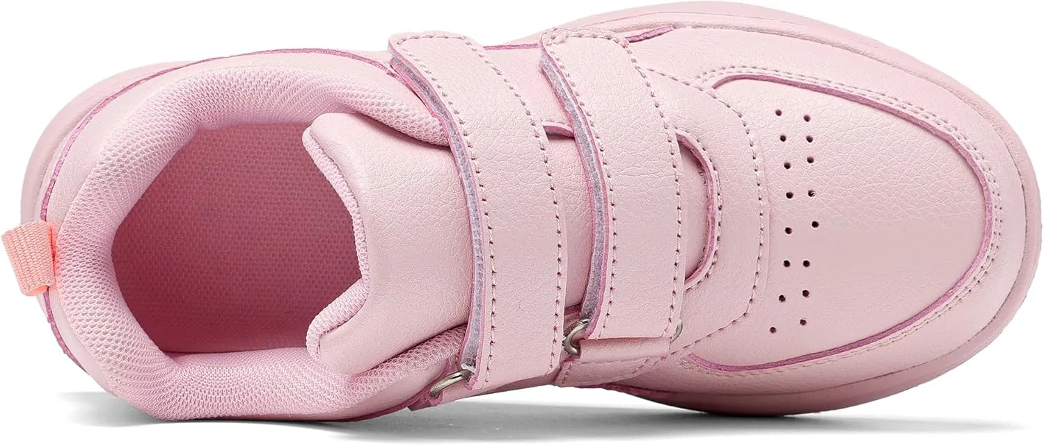 DSWED Unisex-Child Leather Lightweight Breathable Knit Athletic Running Sneakers for Kids Shoes for Boys Girls