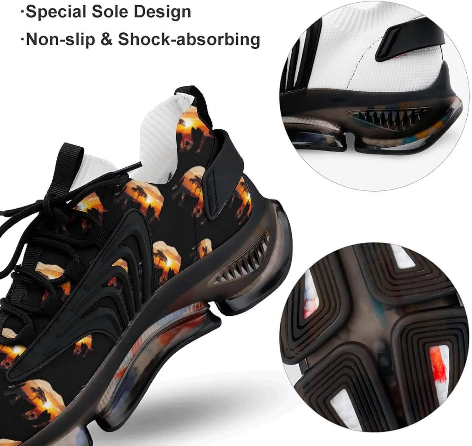 Elephant Africa Landmark Inside Men's Running Shoes Lightweight Walking Shoe Breathable Sneaker