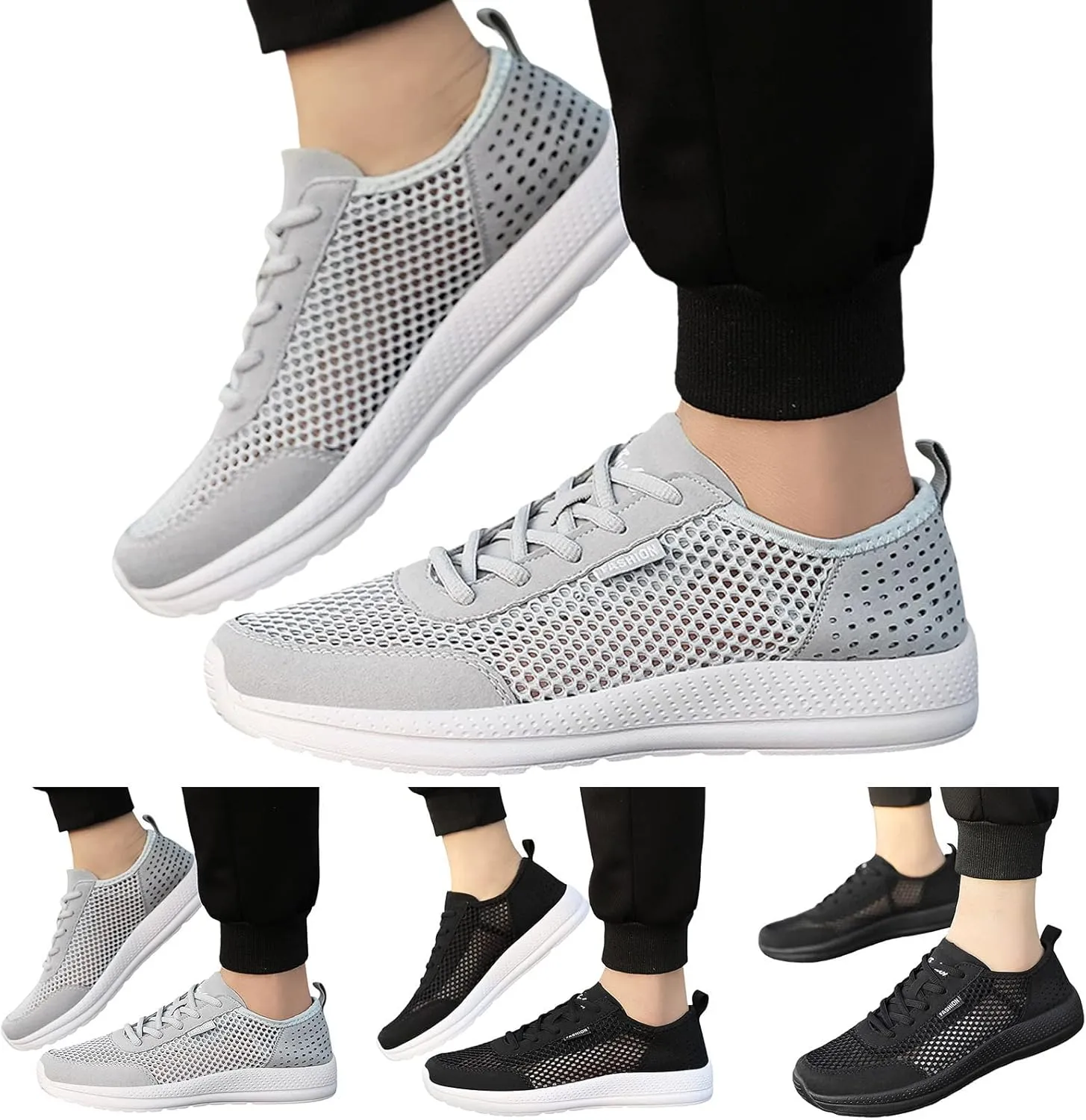 Fashion Sneaker Lace-Up Men Sports Shoes Fashionable Summer New Pattern Hollow Mesh Breathable Comfortable and Simple