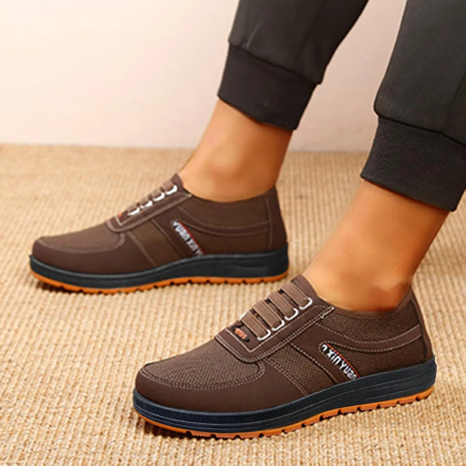 Fashion Sneaker Lace-Up Men Wedge Heel Soft Sole Soft Sole Round Toe Breathable Running Western Shoes Fashion Men