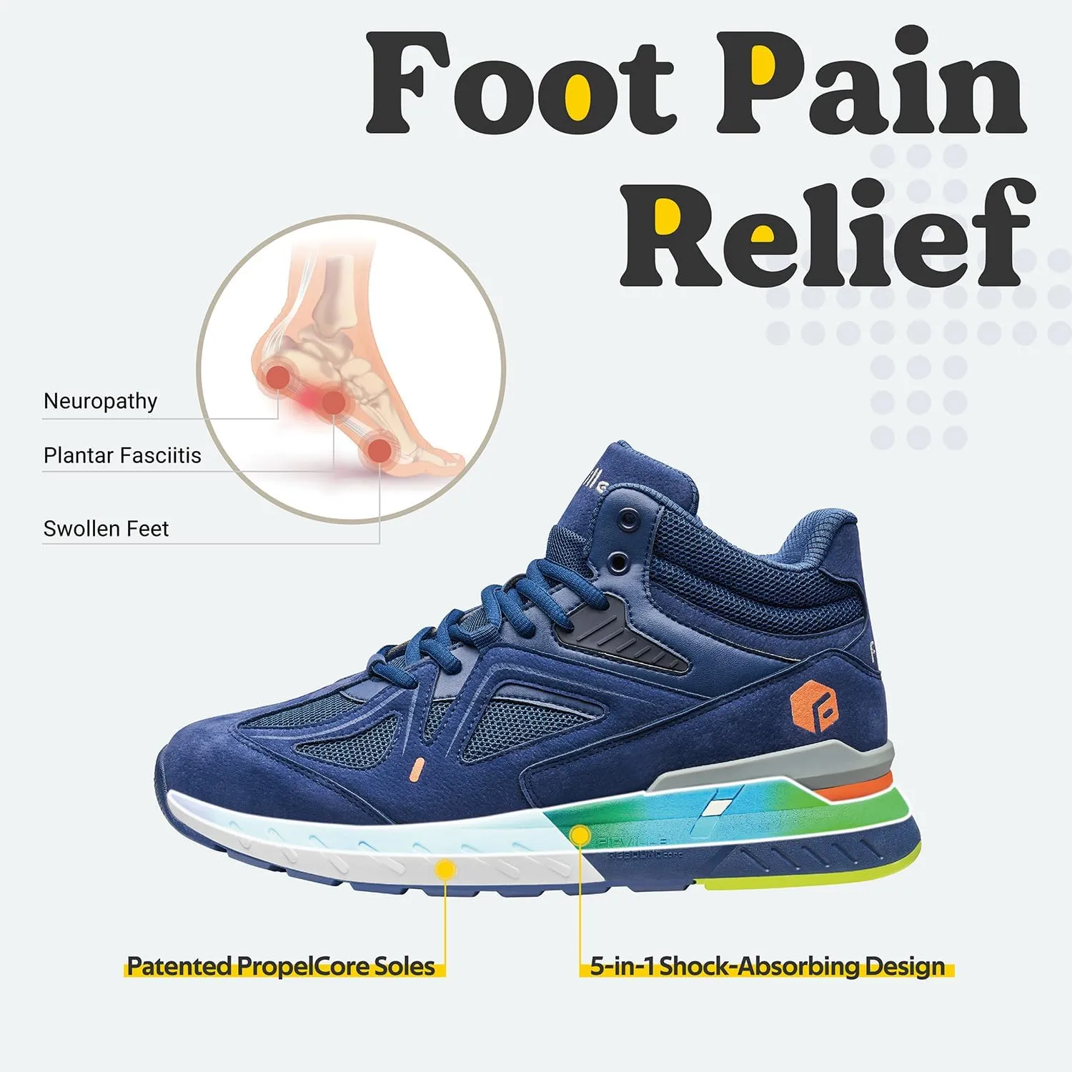 FitVille Wide Basketball Shoes for Men with Flat Feet Extra Wide High-top Sneakers with Ankle Support