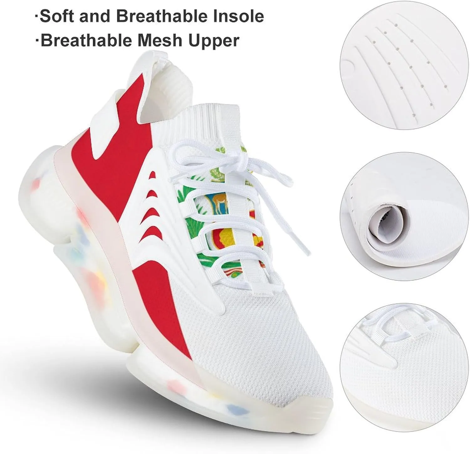 Flag of Peru State Men's Running Shoes Lightweight Walking Shoe Breathable Sneaker