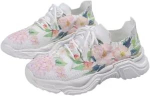 Floral Print Lace-Up Breathable Orthopedic Sneakers, Women's Mesh Breathable Sneakers,Orthopedic Sneakers for Women