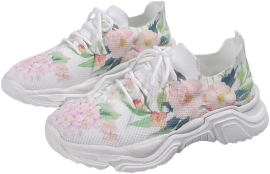 Floral Print Lace-Up Breathable Orthopedic Sneakers, Women's Mesh Breathable Sneakers,Orthopedic Sneakers for Women