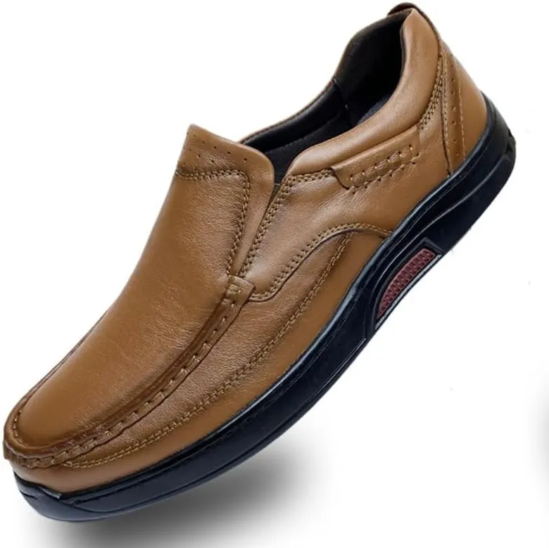 Formal Spring Men's Fashion Korean Style Leather Shoes, Loafers & Moccasins, Soft Sole Slip-On Driving Shoes