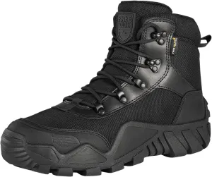 FREE SOLDIER Men's Waterproof Hiking Boots Tactical Work Boots Outdoor Lightweight Military Boots (Mid Black, US 13)
