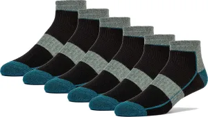 FUN TOES Low Cut Ankle Merino Wool Mens Hiking Running Socks Compression Arch Support Cushioned 6 Pairs