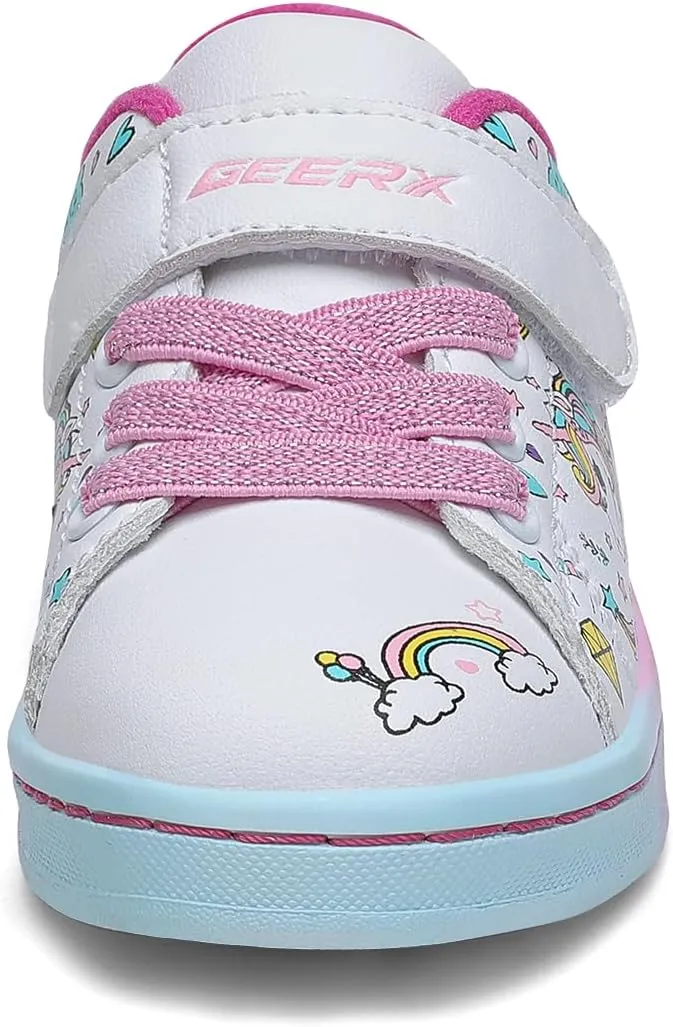GEERX Toddler Girl Shoe Lightweight Casual Adjustable Strap Cute Unicorn Sneaker Comfortable for Walking Running (Infant/Toddler/Little Kid)