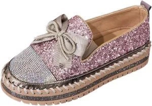 Glitter Women Slip On Sneakers Platform Sneakers Casual Rhinestones Sneakers Sparkle Sneakers Sequin Tennis Shoes