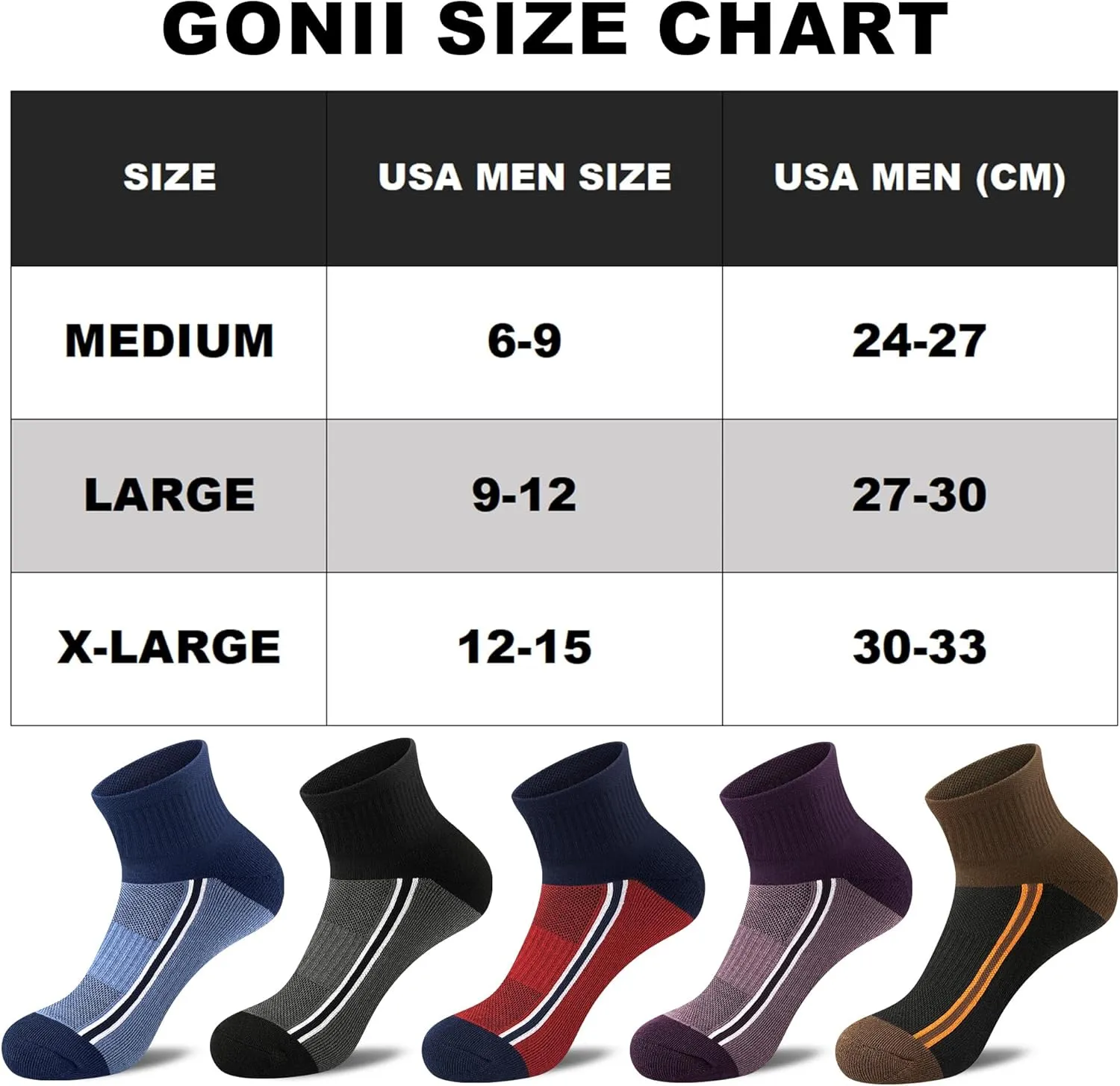 Gonii men ankle socks for men athletic running Cushion Quarter Socks 5 Pairs