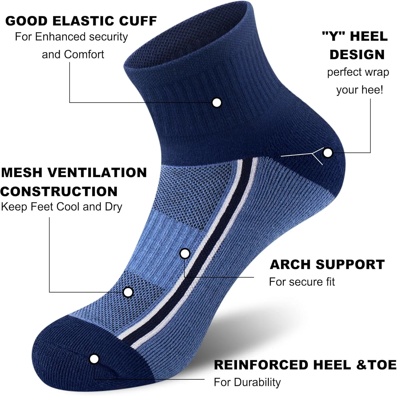 Gonii men ankle socks for men athletic running Cushion Quarter Socks 5 Pairs