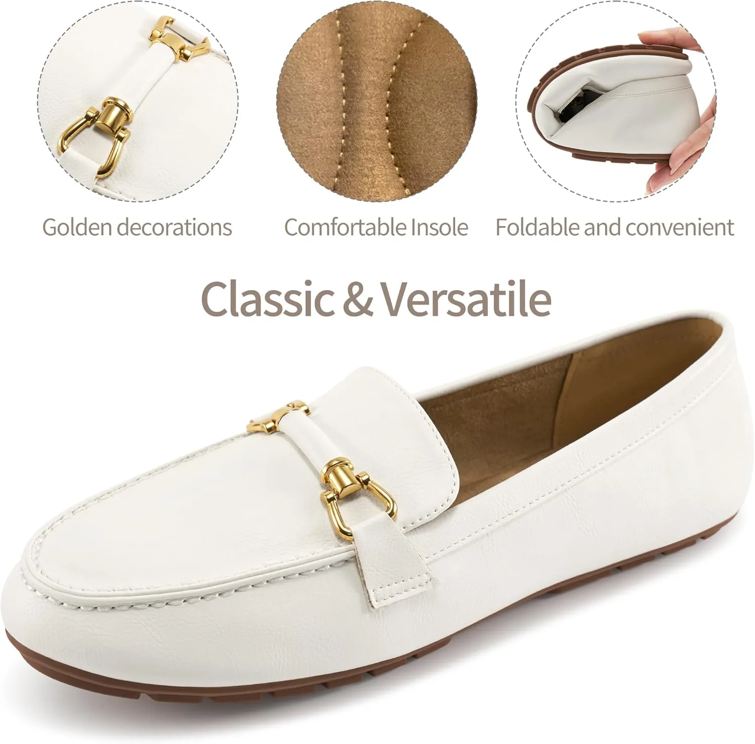 HARENCE Womens Loafers Casual Shoes: Comfortable Moccasins Business Dressy Flats Lightweight Slip On Work Shoes