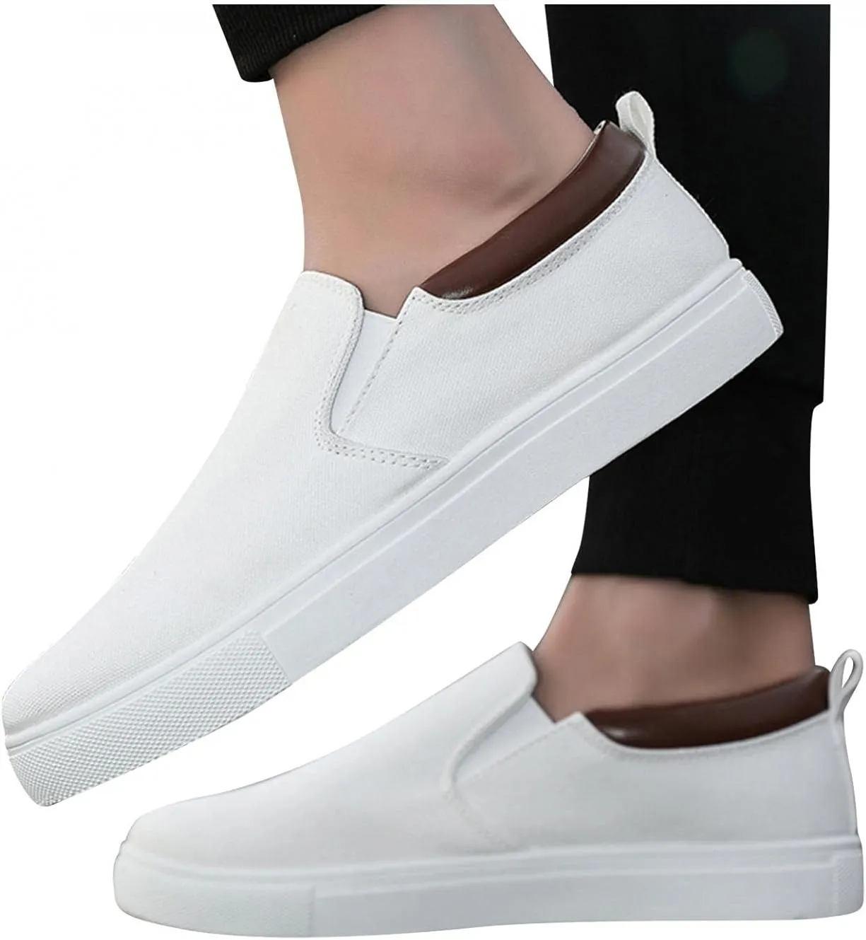 Hbeylia Slip On Loafers Fashion Sneakers For Men Casual Breathable Low Cut Canvas Shoes Unisex Classic Cloth Low-Top Trainers Walking Driving Shoes Flats Boat Shoes For Male Outdoor Sports