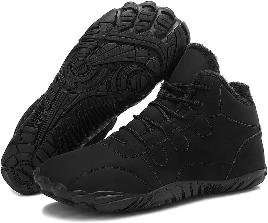 Hike Winter Footwear Barefoot Boots Mens Womens, Waterproof Winter Snow Boots, Warm Ankle Booties, Wide Toe Barefoot Hiking Boots, Non-Slip Zero Drop Sole Hike Shoes for Hiking Walking Outdoor