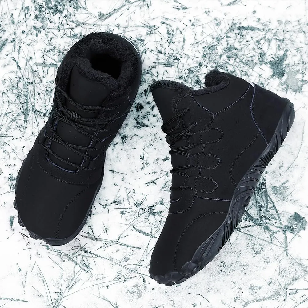 Hike Winter Footwear Barefoot Boots Mens Womens, Waterproof Winter Snow Boots, Warm Ankle Booties, Wide Toe Barefoot Hiking Boots, Non-Slip Zero Drop Sole Hike Shoes for Hiking Walking Outdoor