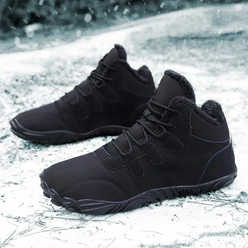 Hike Winter Footwear Barefoot Boots Mens Womens, Waterproof Winter Snow Boots, Warm Ankle Booties, Wide Toe Barefoot Hiking Boots, Non-Slip Zero Drop Sole Hike Shoes for Hiking Walking Outdoor