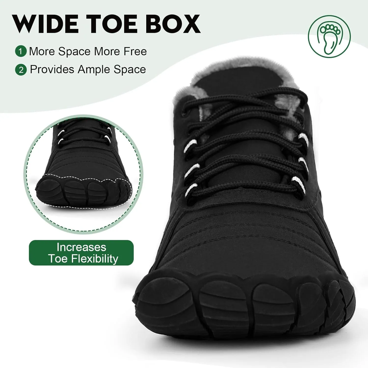 Hike Winter Footwear Barefoot Boots Mens Womens, Waterproof Winter Snow Boots, Warm Ankle Booties, Wide Toe Barefoot Hiking Boots, Non-Slip Zero Drop Sole Hike Shoes for Hiking Walking Outdoor