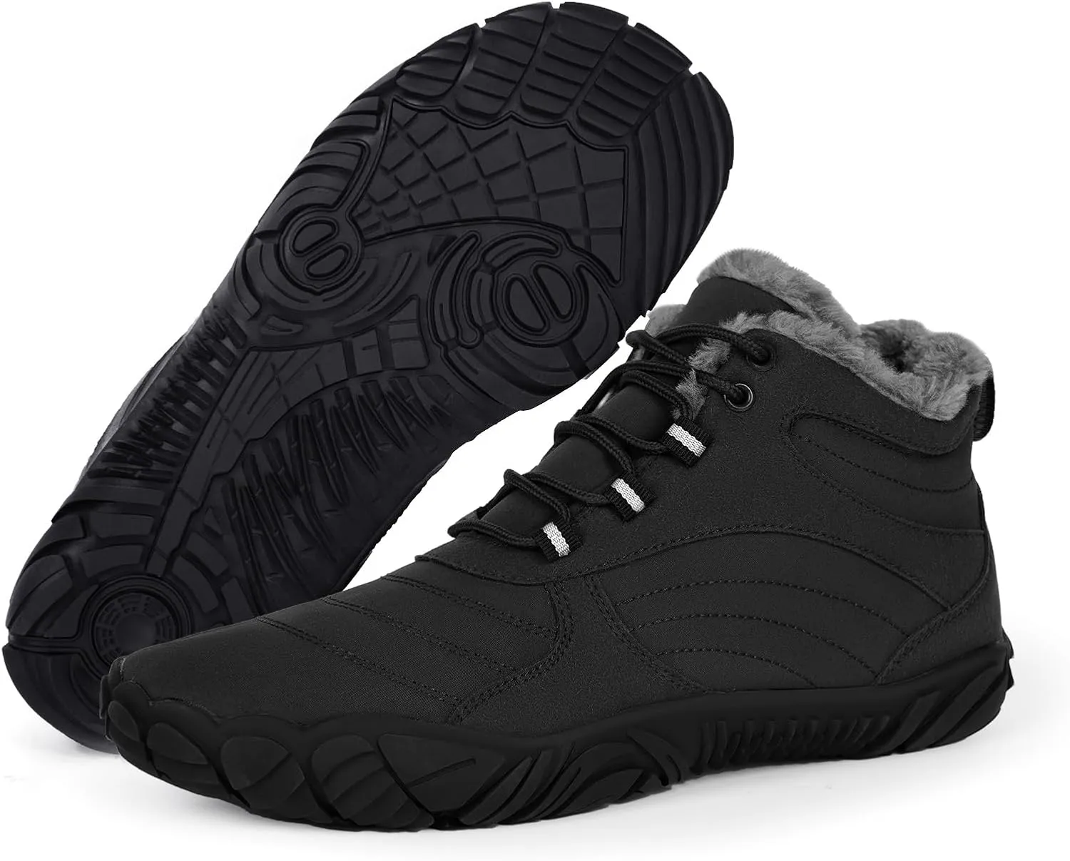 Hike Winter Footwear Barefoot Boots Mens Womens, Waterproof Winter Snow Boots, Warm Ankle Booties, Wide Toe Barefoot Hiking Boots, Non-Slip Zero Drop Sole Hike Shoes for Hiking Walking Outdoor