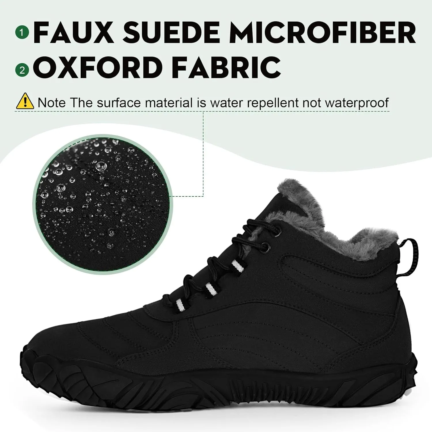 Hike Winter Footwear Barefoot Boots Mens Womens, Waterproof Winter Snow Boots, Warm Ankle Booties, Wide Toe Barefoot Hiking Boots, Non-Slip Zero Drop Sole Hike Shoes for Hiking Walking Outdoor