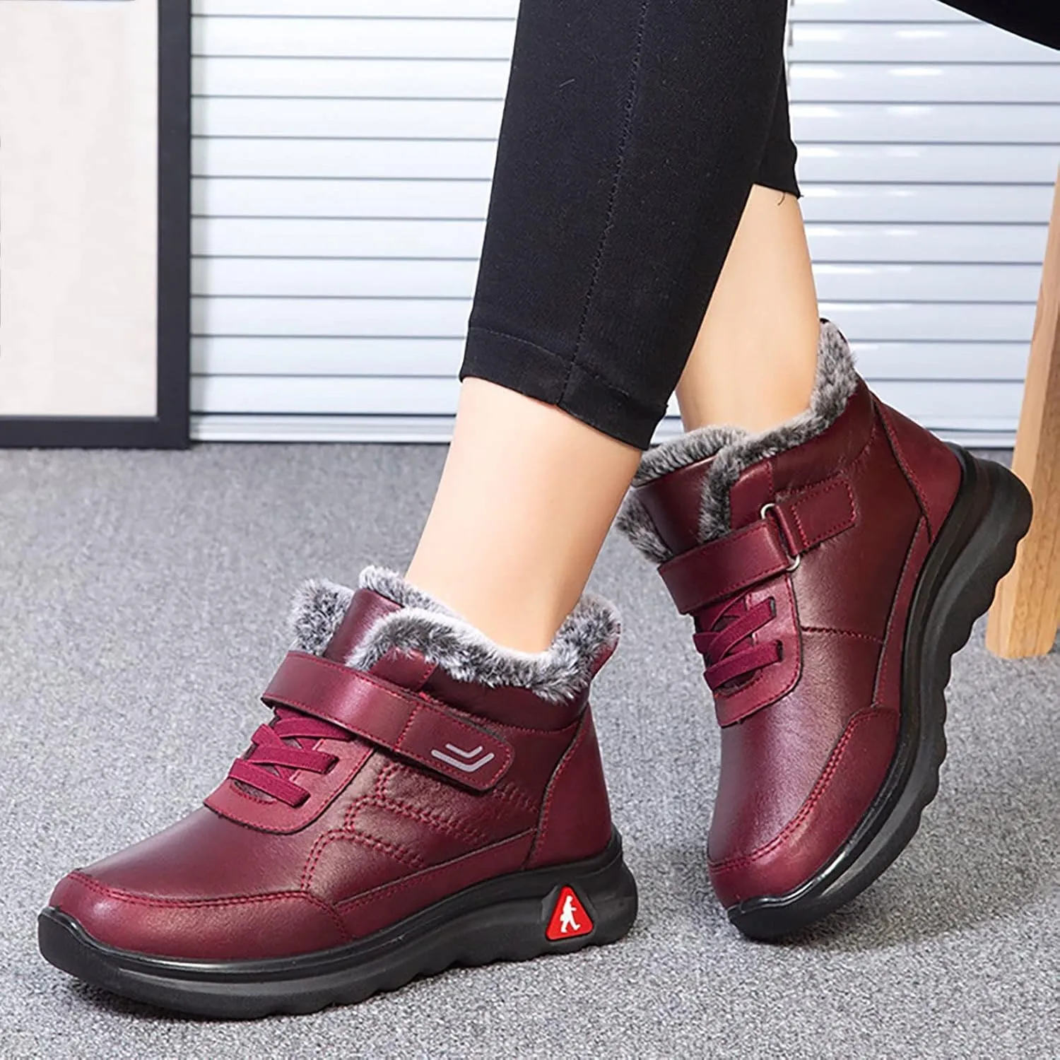 Hiking Boots for Women Waterproof Insulated Fur Boots Warm Ankle Booties Trekking Snow Boots Womens Winter Shoes