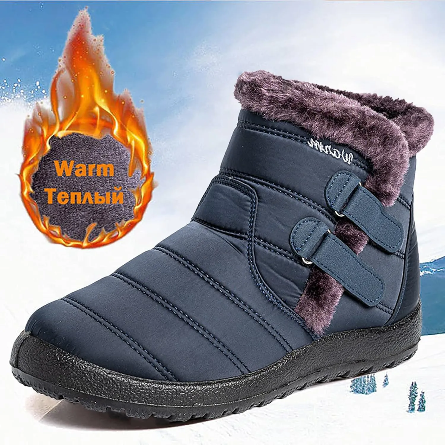 Hiking Boots for Women Waterproof Snow Boots Fleece Walking Shoes Cold Weather Plush Lined Snow Boots Duck Boots Women