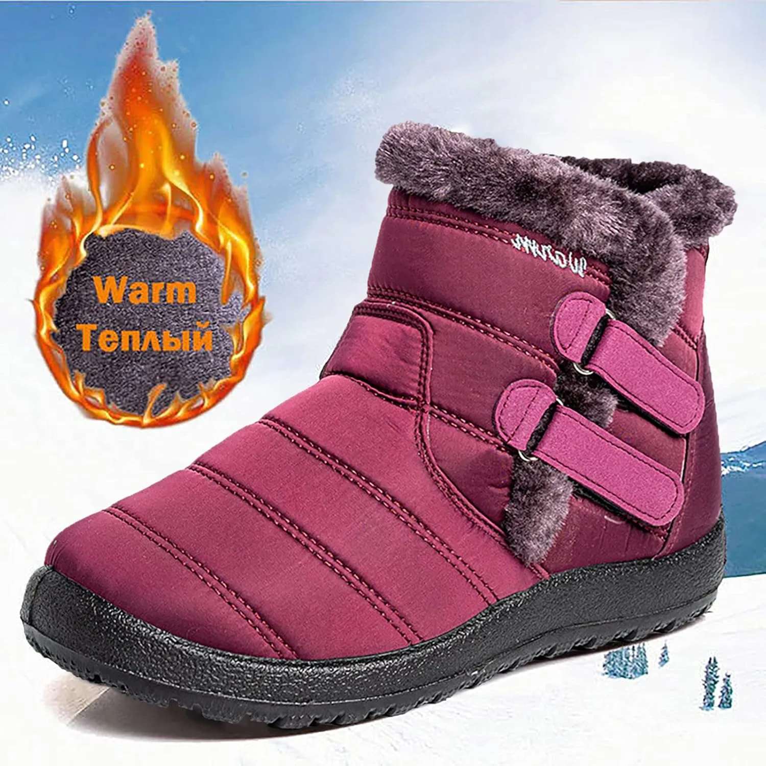 Hiking Boots for Women Waterproof Snow Boots Fleece Walking Shoes Cold Weather Plush Lined Snow Boots Duck Boots Women