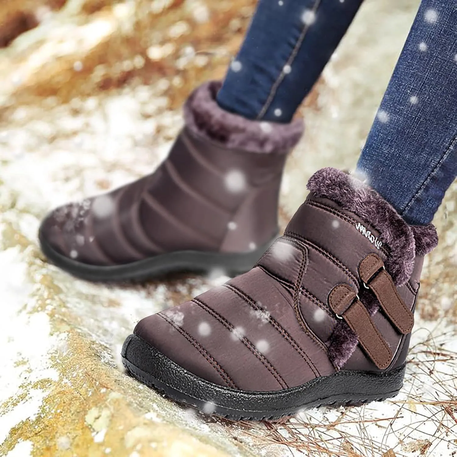 Hiking Boots for Women Waterproof Snow Boots Fleece Walking Shoes Cold Weather Plush Lined Snow Boots Duck Boots Women