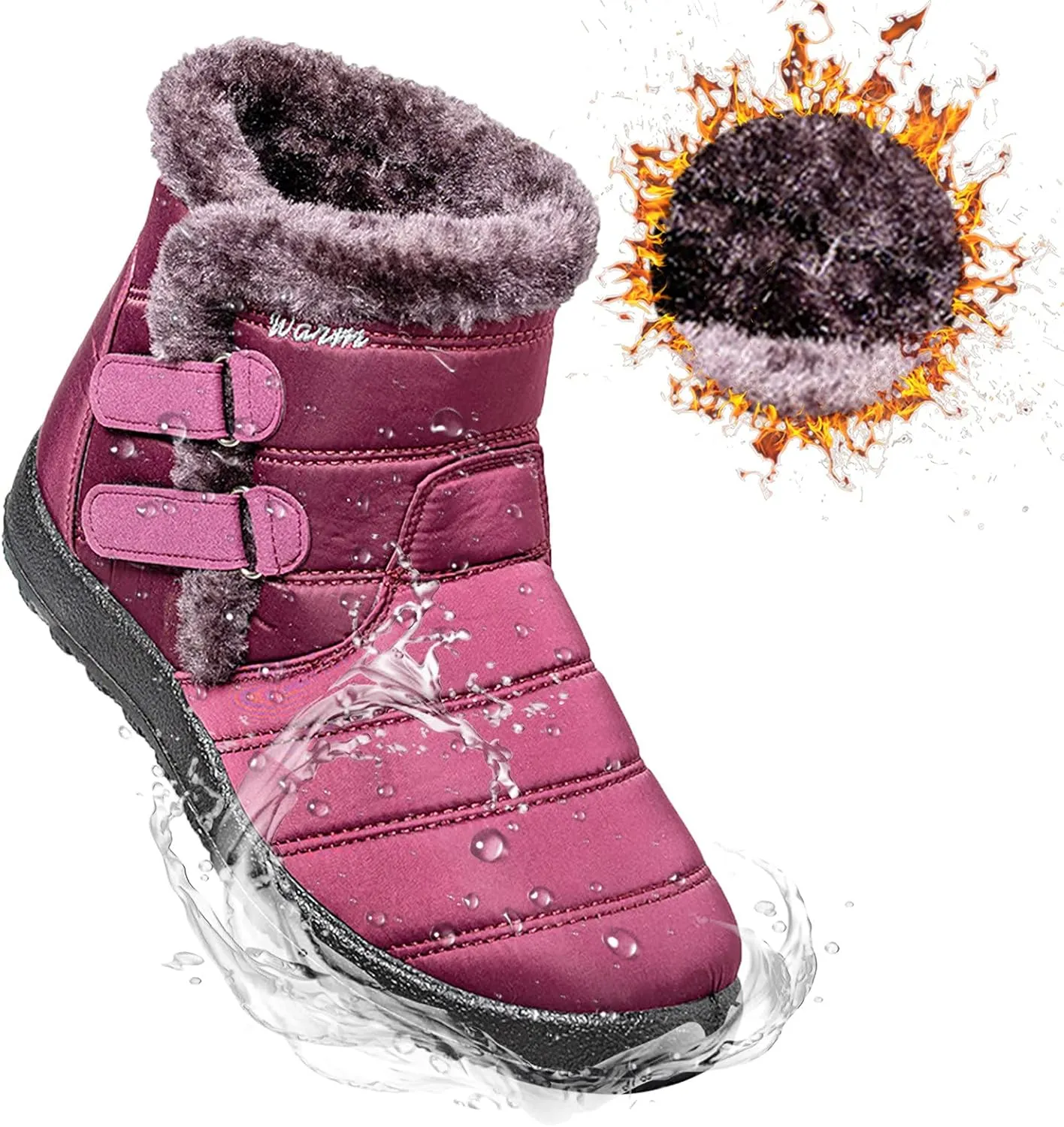Hiking Boots for Women Waterproof Snow Boots Fleece Walking Shoes Cold Weather Plush Lined Snow Boots Duck Boots Women