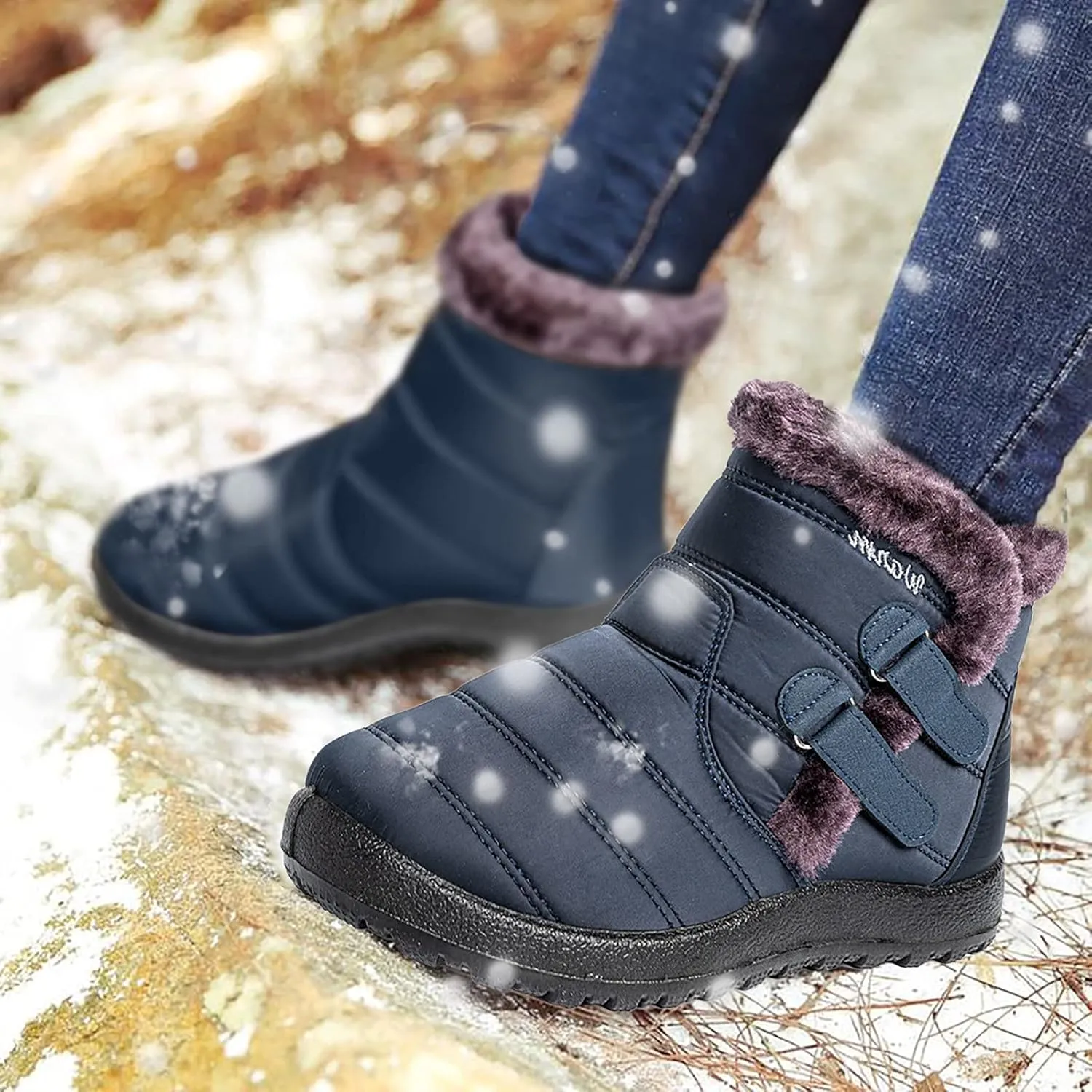 Hiking Boots for Women Waterproof Snow Boots Fleece Walking Shoes Cold Weather Plush Lined Snow Boots Duck Boots Women