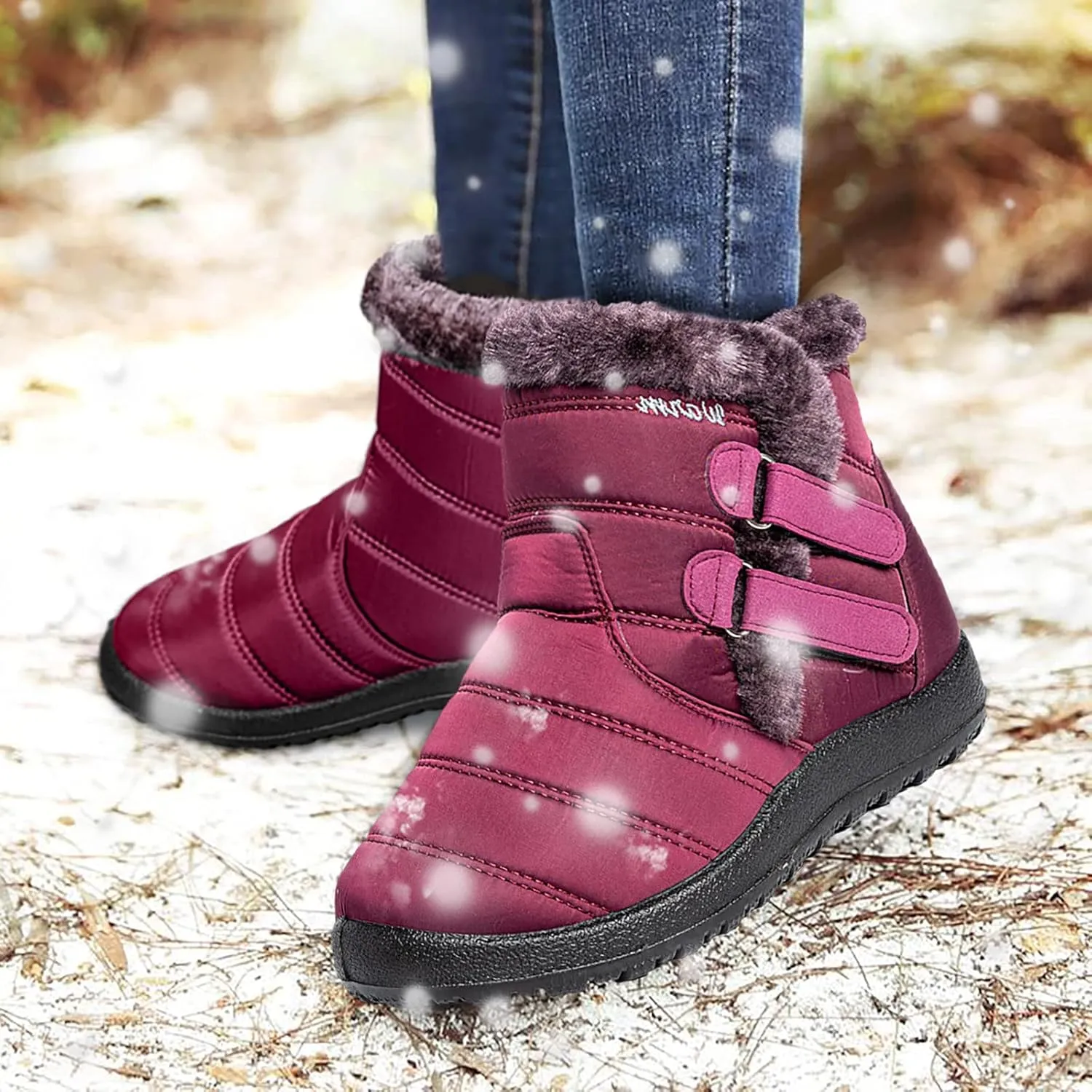 Hiking Boots for Women Waterproof Snow Boots Fleece Walking Shoes Cold Weather Plush Lined Snow Boots Duck Boots Women