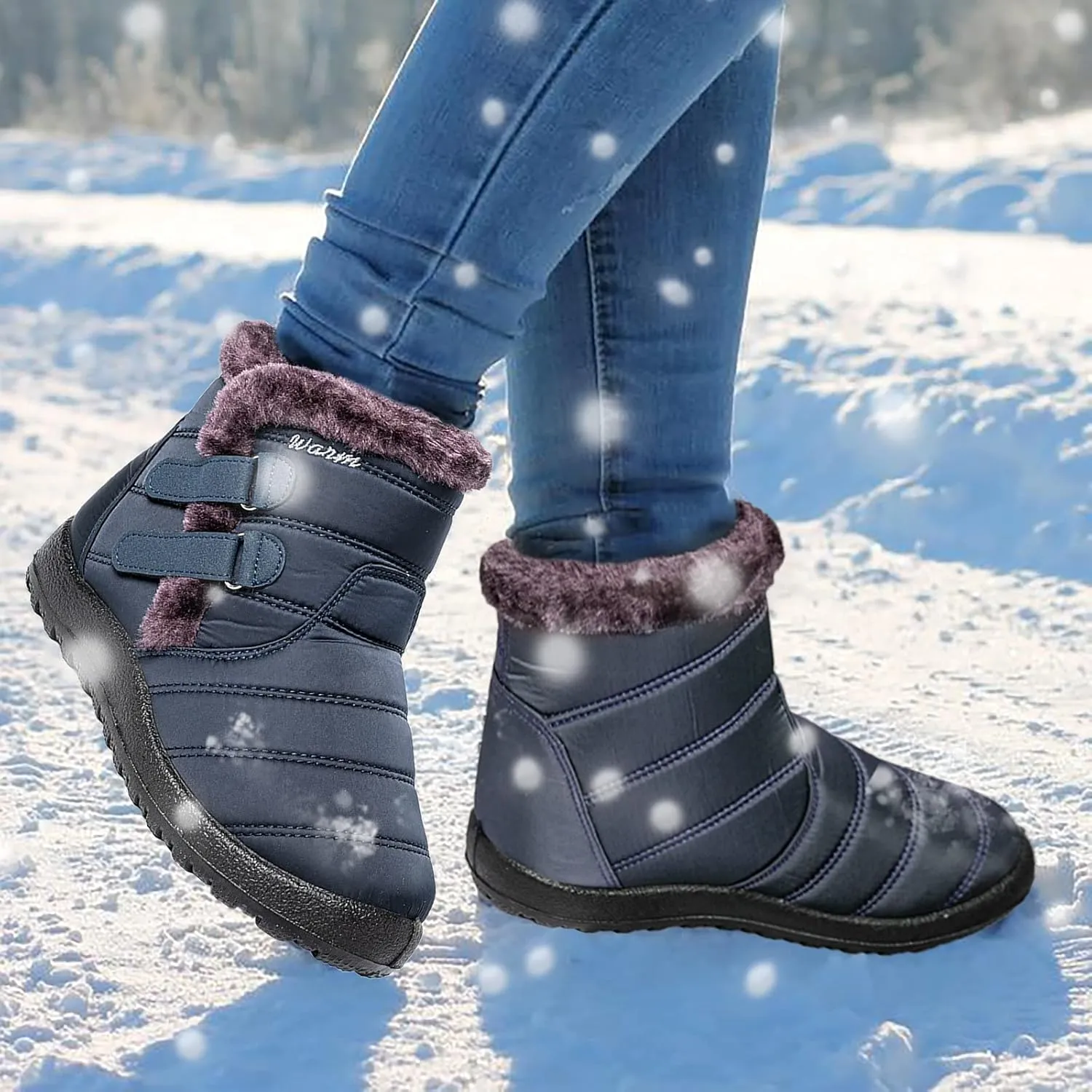 Hiking Boots for Women Waterproof Snow Boots Fleece Walking Shoes Cold Weather Plush Lined Snow Boots Duck Boots Women