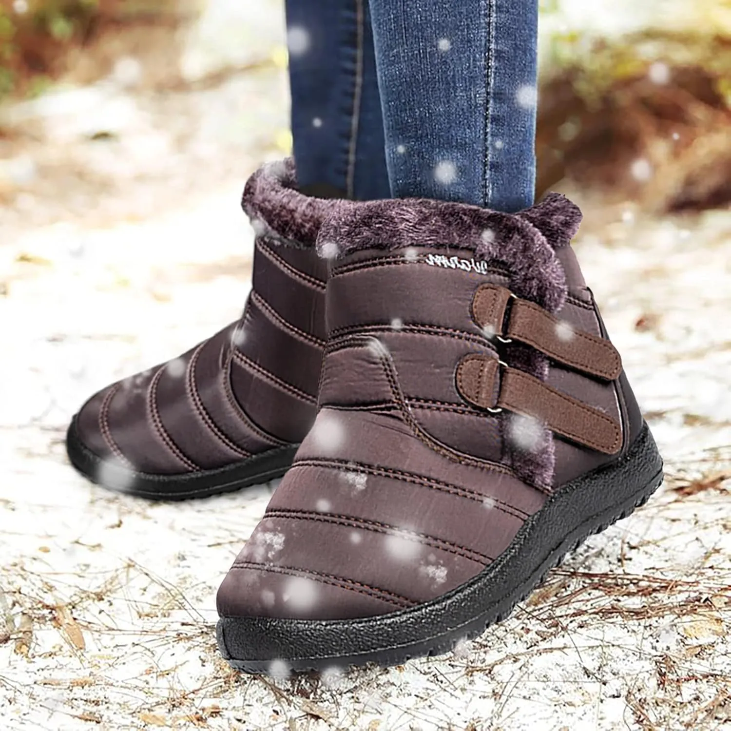 Hiking Boots for Women Waterproof Snow Boots Fleece Walking Shoes Cold Weather Plush Lined Snow Boots Duck Boots Women