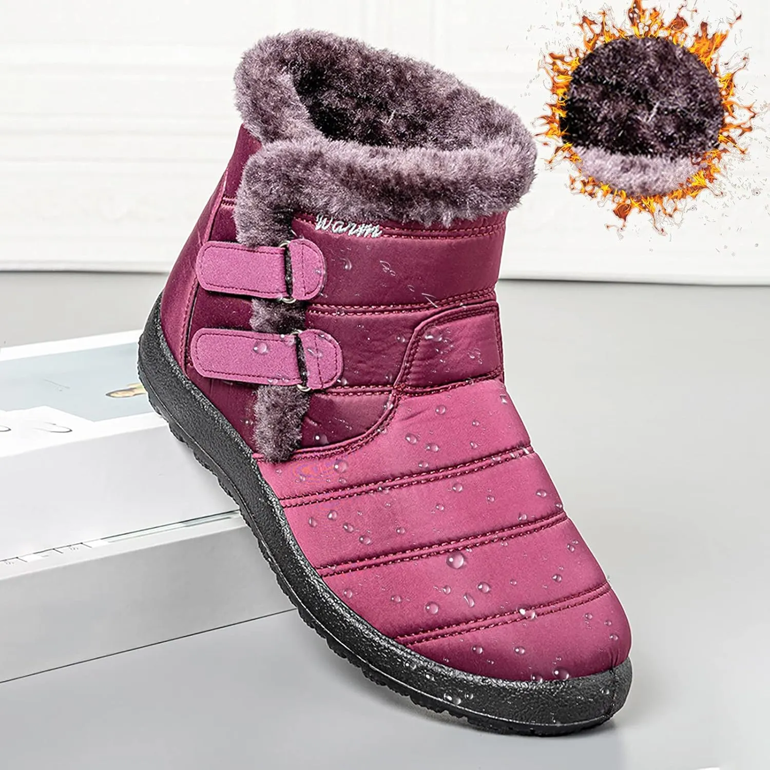 Hiking Boots for Women Waterproof Snow Boots Fleece Walking Shoes Cold Weather Plush Lined Snow Boots Duck Boots Women