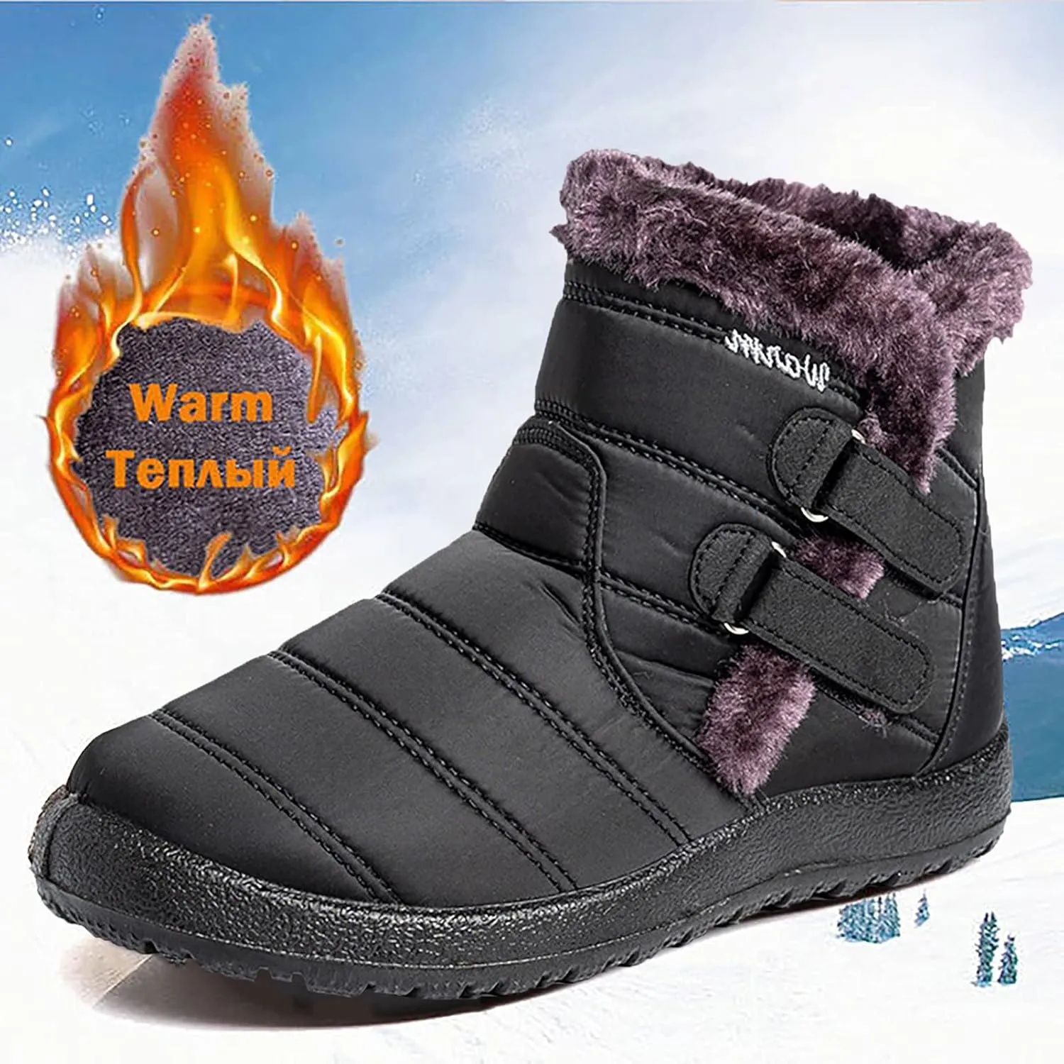 Hiking Boots for Women Waterproof Snow Boots Fleece Walking Shoes Cold Weather Plush Lined Snow Boots Duck Boots Women