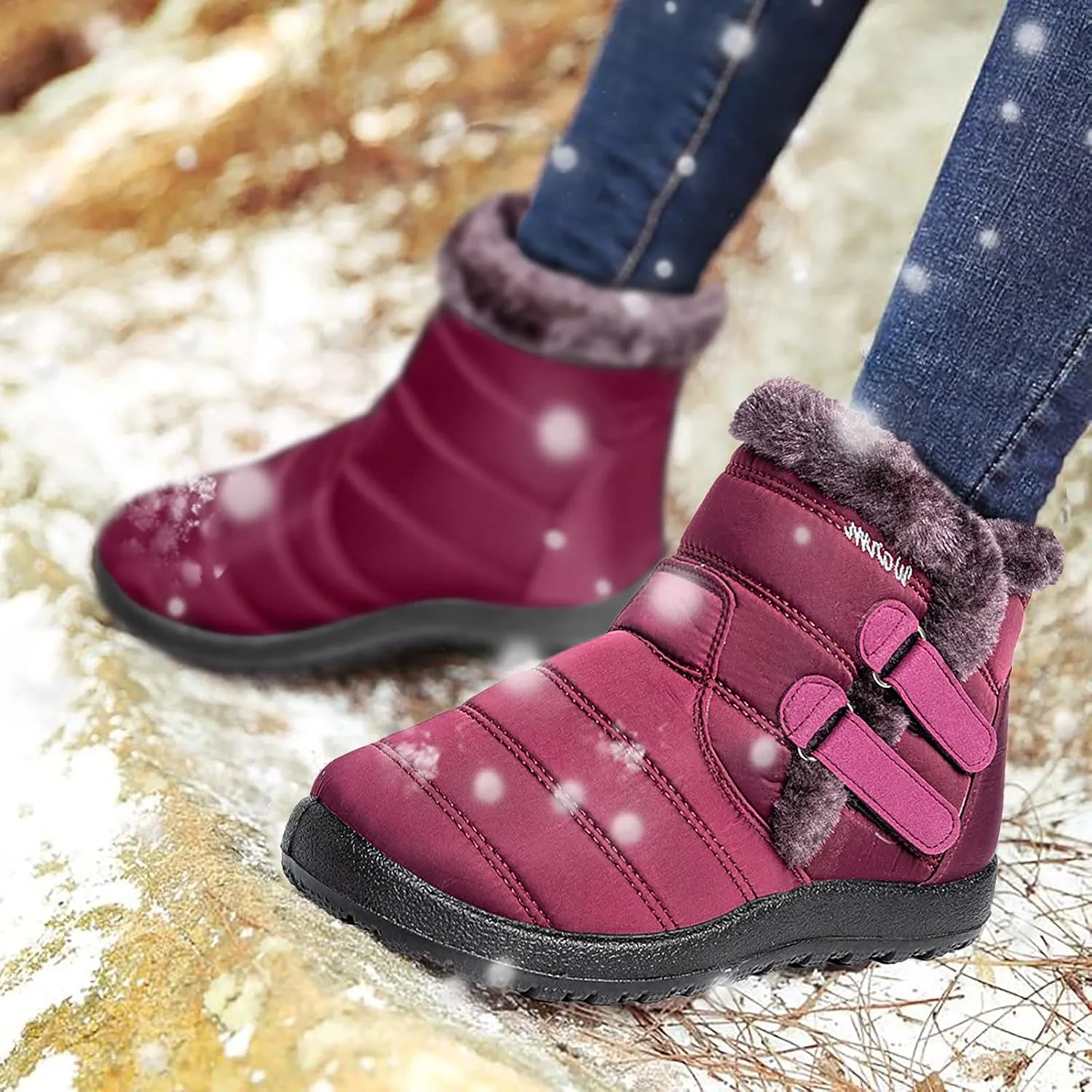 Hiking Boots for Women Waterproof Snow Boots Fleece Walking Shoes Cold Weather Plush Lined Snow Boots Duck Boots Women