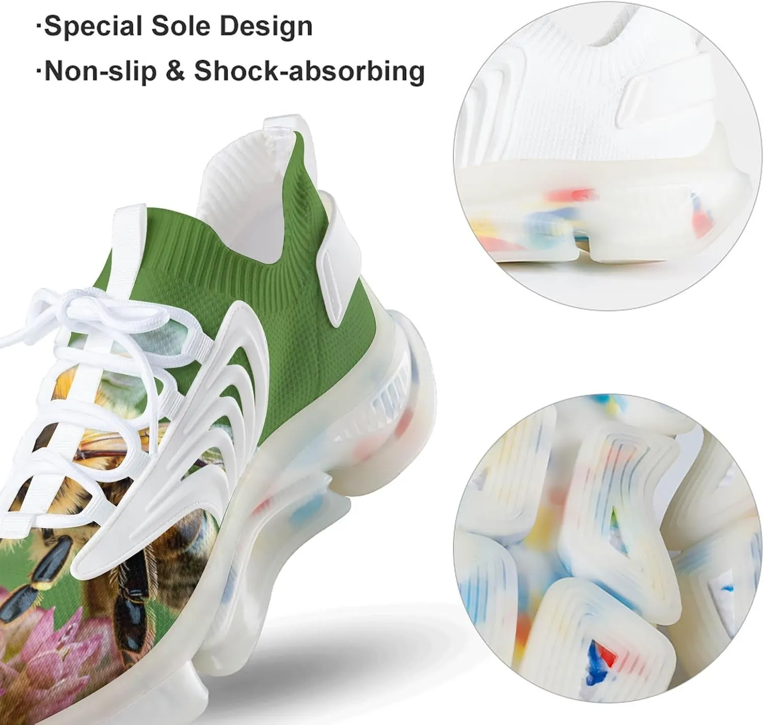 Honey Bee on Flower Men's Running Shoes Lightweight Walking Shoe Breathable Sneaker