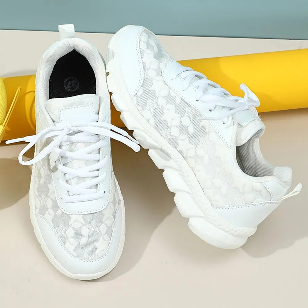 Hrtesus Women's Luxurious Orthopedic Sneakers, Hollow Breathable Mesh Shoes, Breathable Lace-up Round Toe Sneakers with Arch Support for Women