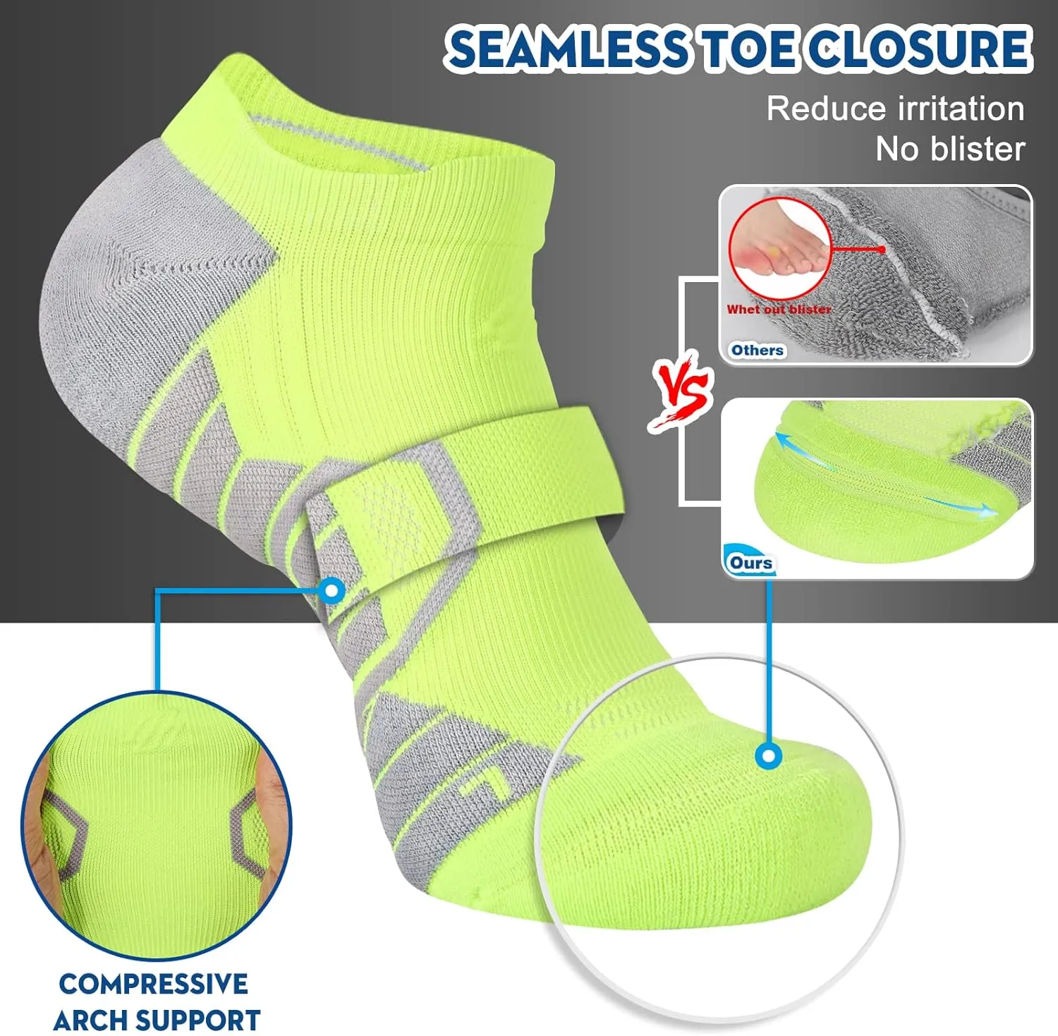 Hylaea Athletic Running Socks Cushion Padded Moisture Wicking Low Cut