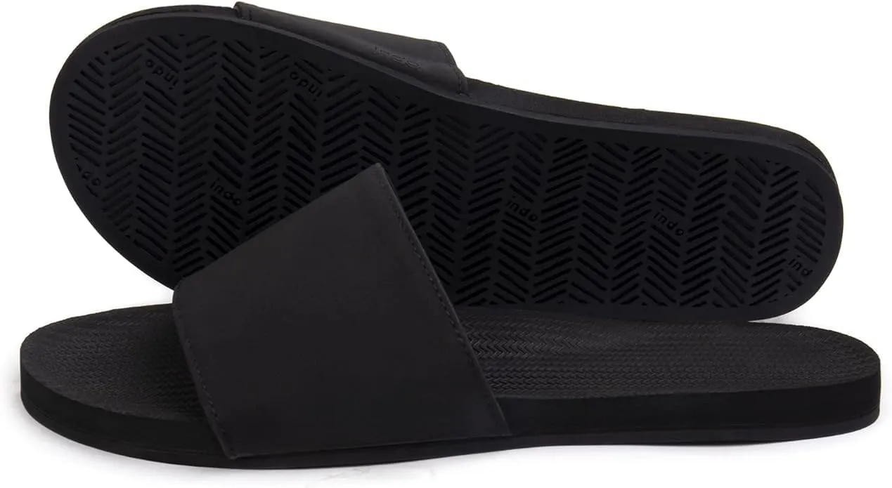 Indosole 2022 Edition Women's ESSNTLS Vegan All-Terrain Slides, Improved Cloud Comfort [Reused Tire Sole, Natural Rubber Footbed, Arch Support, Microfiber Lined ENVRO Strap, Waterproof]