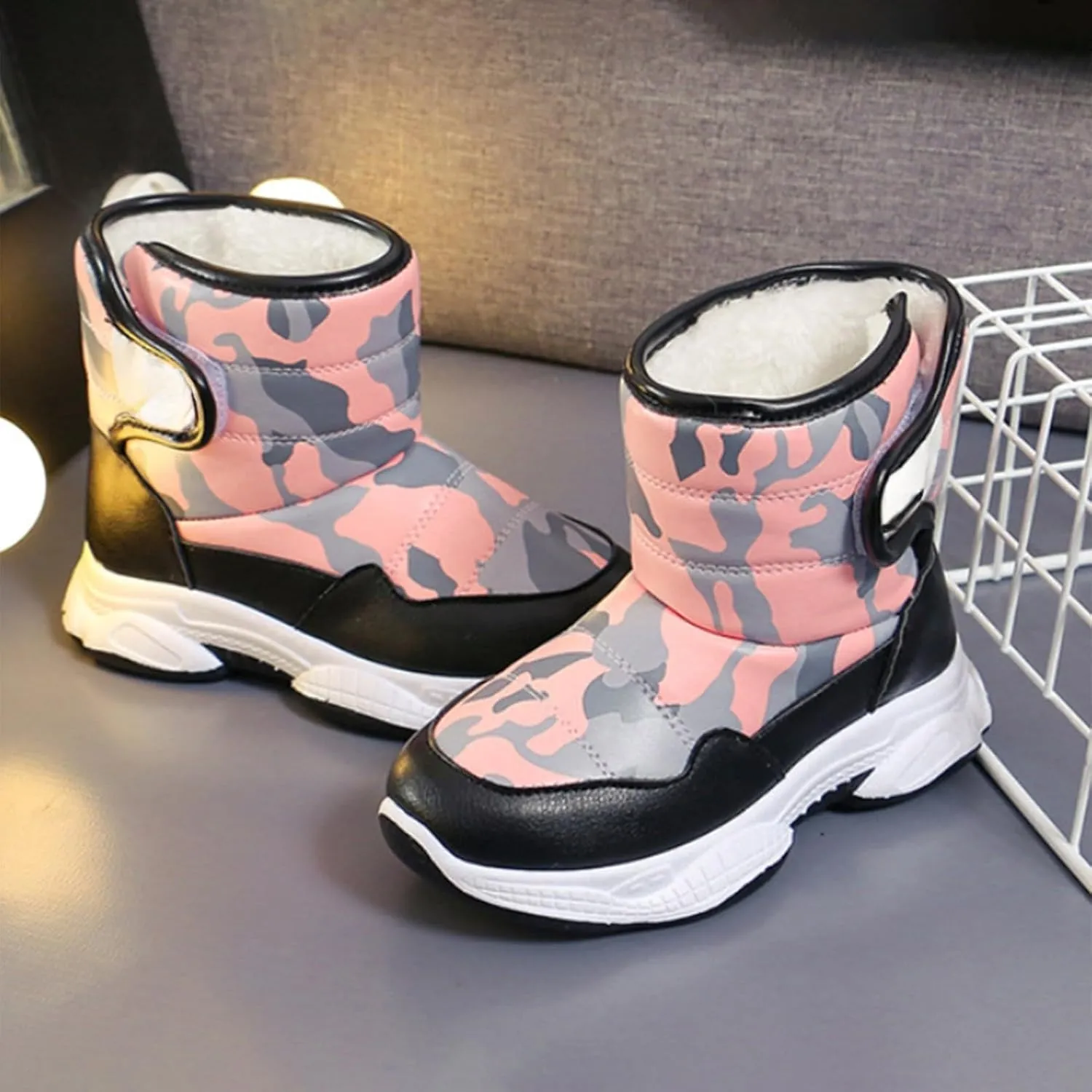 Insulated Snow Hiking Boots Plush Lined Non Slip Winter Walking Shoes Leather Waterproof Platform Boots For Girl