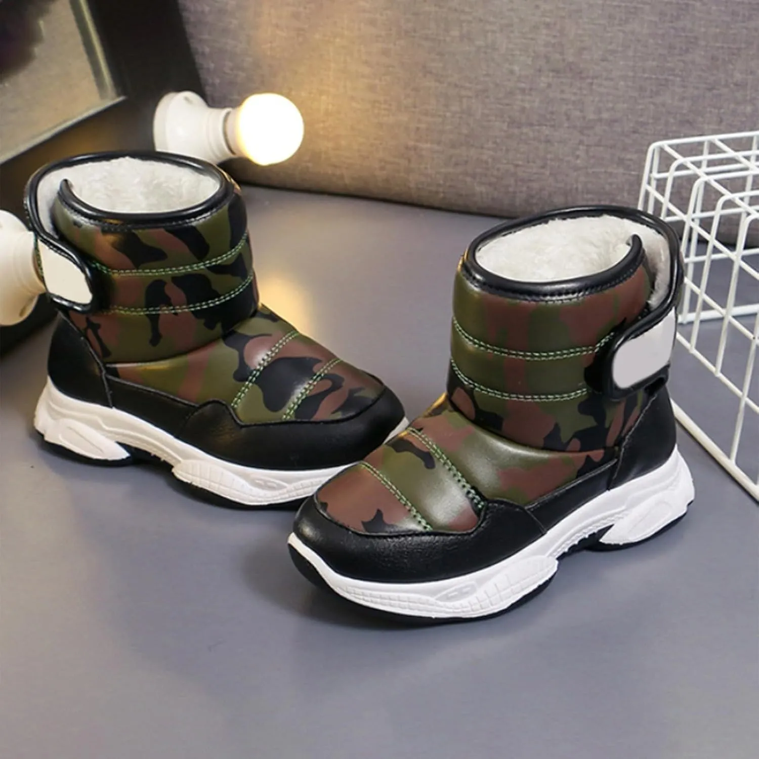 Insulated Snow Hiking Boots Plush Lined Non Slip Winter Walking Shoes Leather Waterproof Platform Boots For Girl