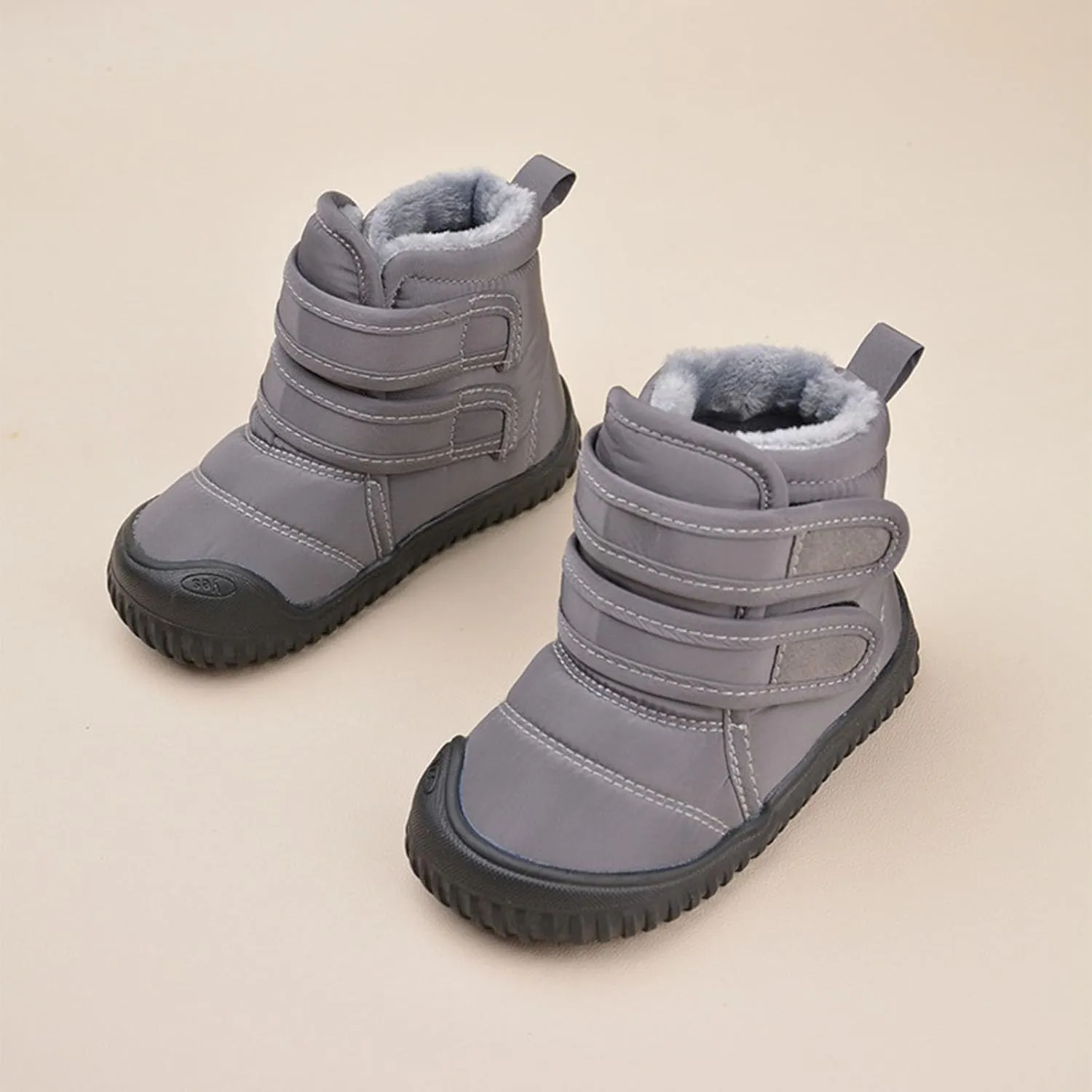 Insulated Snow Shoes For Boy Winter Walking Shoes For Baby Non Slip Ankle Boots Waterproof Plush Lined Hiking Boots