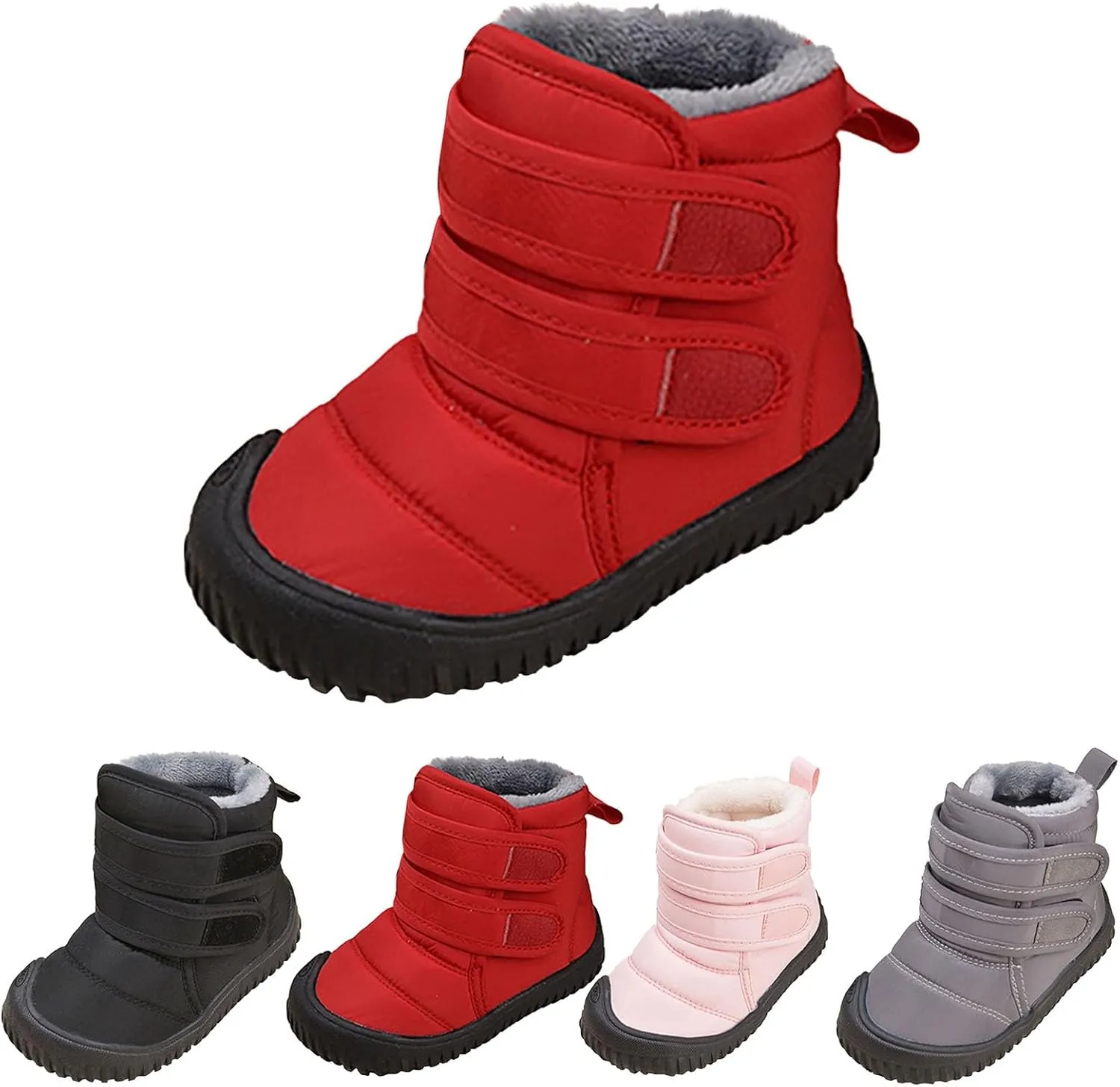 Insulated Snow Shoes For Boy Winter Walking Shoes For Baby Non Slip Ankle Boots Waterproof Plush Lined Hiking Boots