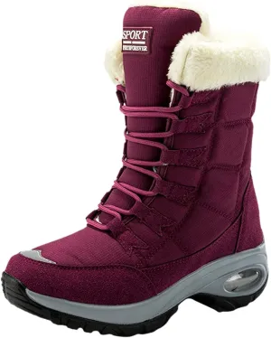 Insulated Snow Shoes For Men Lac Up Hiking Boots Women aterproof Non-Slip Winter Knee High Boots Women