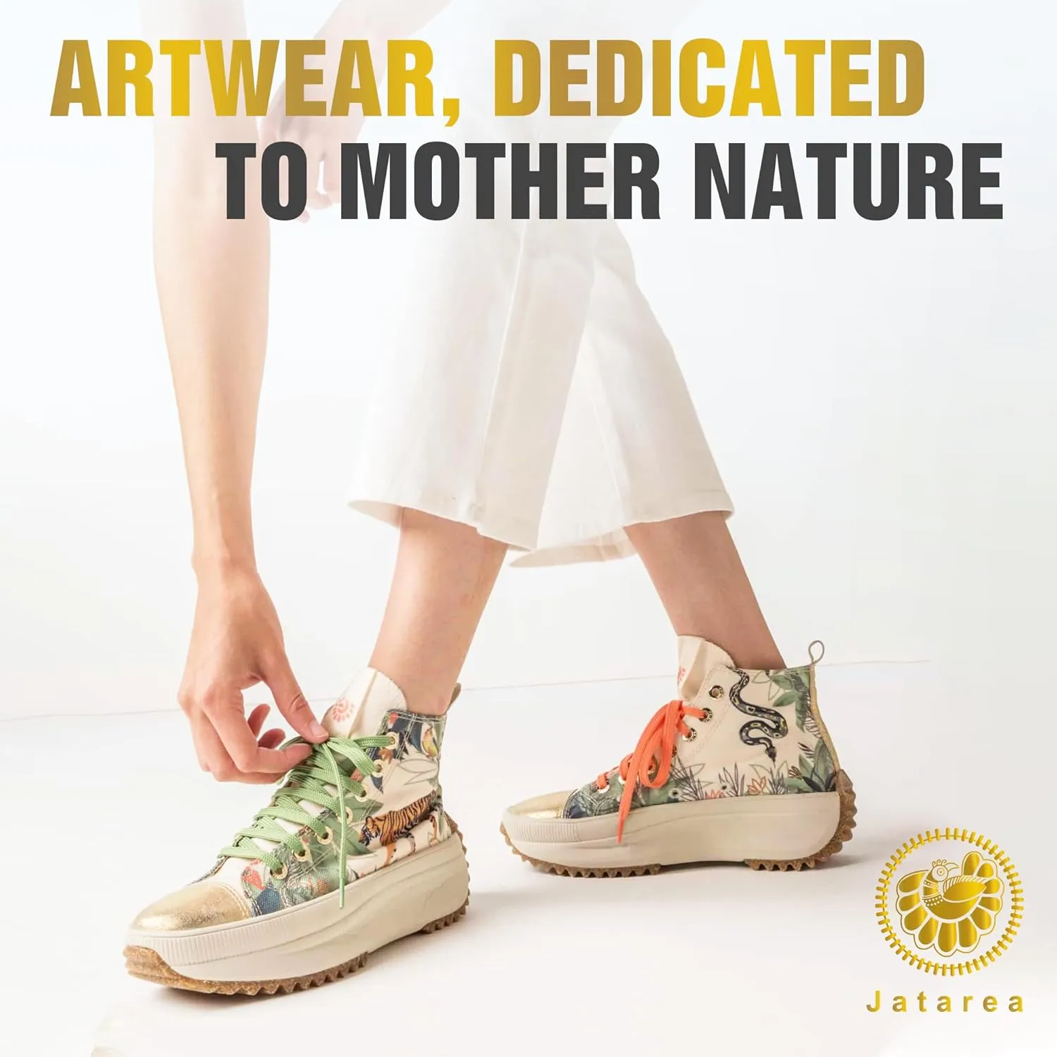 JATAREA Women's Fashion Sneakers – Genuine Leather Casual Shoes, Comfortable Cushioned Insole, TPR Rubber - Ethylene Vinyl Sole, Stylish Lifestyle, Lightweight & Durable Travel Sneakers